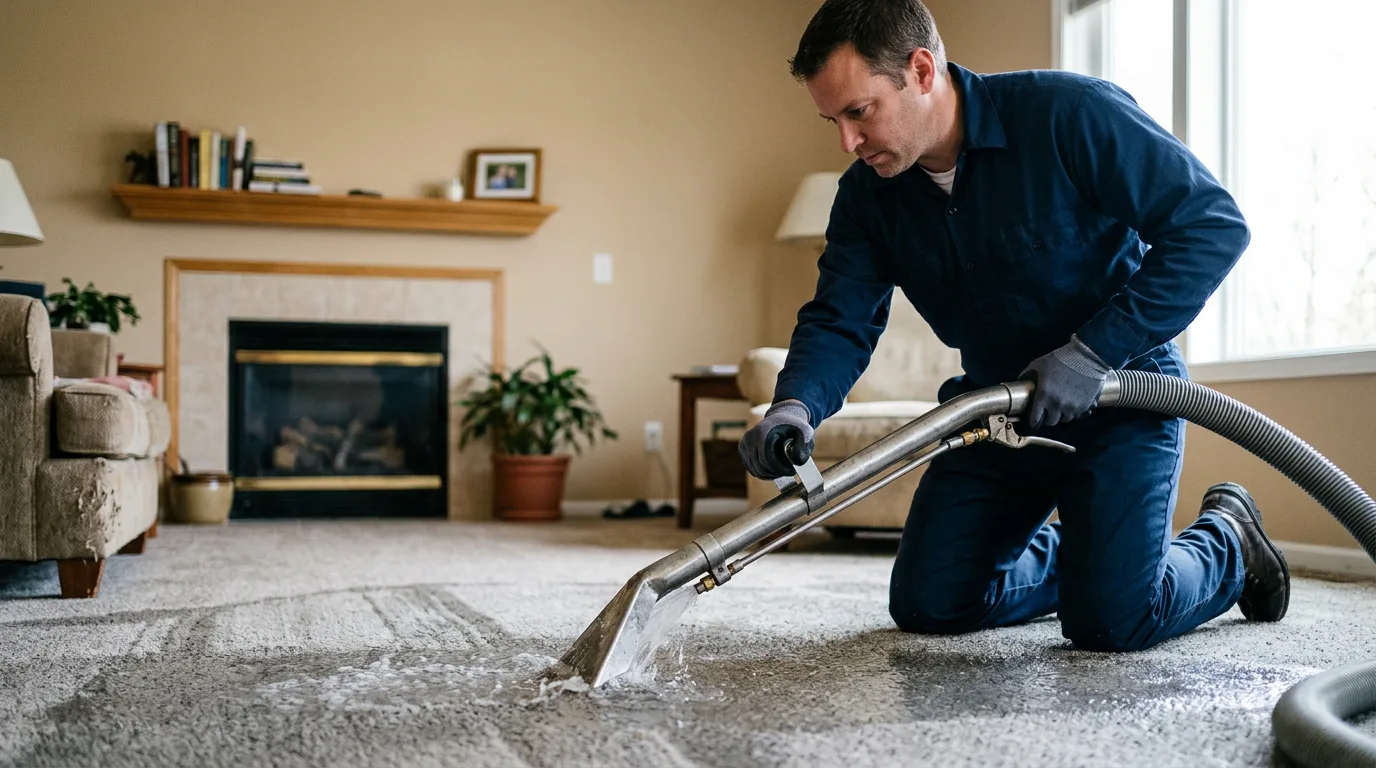 Water damage restoration technician working near Chesterland, OH
